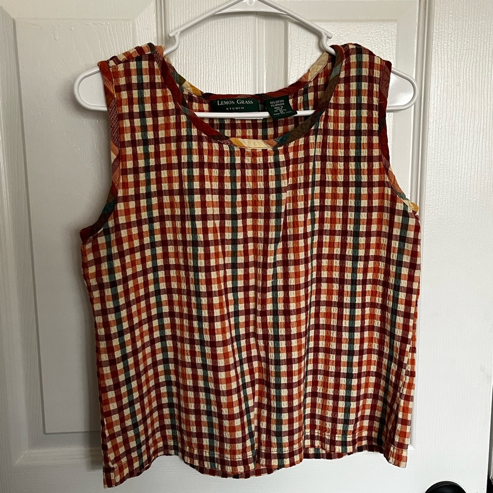 Lemon Grass plaid tank top